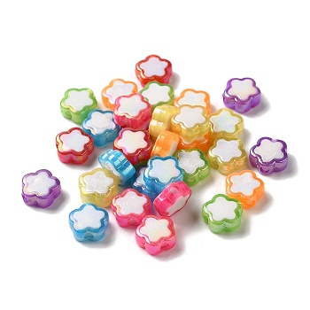 Plating Acrylic Bead, AB Color Plated, Star, Mixed Color, 10x10x4mm, Hole: 2mm, 1785pcs/500g