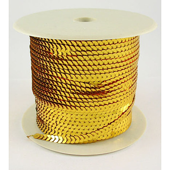 Plastic Paillette/Sequins Chain Rolls, AB Color, Gold, 6mm