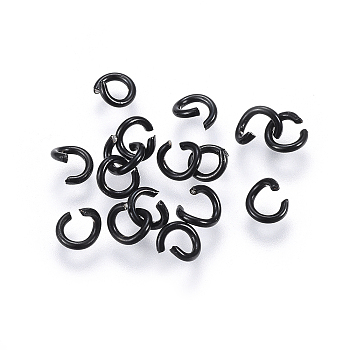 304 Stainless Steel Jump Rings, Open Jump Rings, Electrophoresis Black, 5x1mm, about 3mm inner diameter