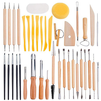 40pcs/Set Ceramic Pottery Clay Model Home Craft Art, Semi Round Hole Cutter, Ball Styluses Pottery Ceramics Tool, Plastic Clay Craft Tool, Art Pen, Mixed Color, 130x8mm