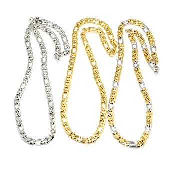 Fashionable 304 Stainless Steel Figaro Chain Necklaces for Men, with Lobster Claw Clasps, Mixed Color, 19.88 inch~21.65 inch(50.5~55cm)x8mm