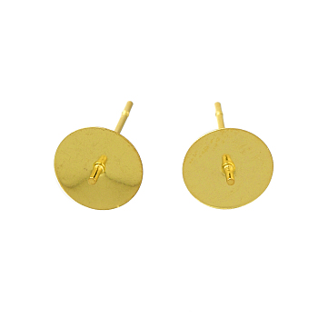 304 Stainless Steel Stud Earring Findings, for Half Drilled Beads, Real 18K Gold Plated, 14x8mm, Pin: 12x0.8mm