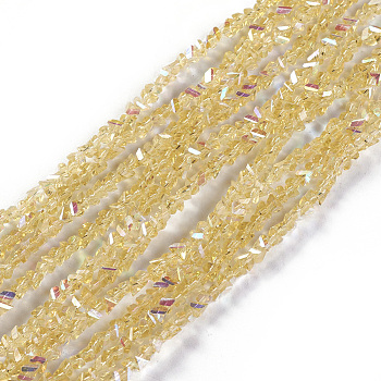 Electroplate Glass Beads Strands, AB Color Plated, Triangle, Champagne Yellow, 2.2~3x3~4.7x2~3mm, Hole: 0.7mm, about 171~181pcs/strand, 12.4 inch~14.84 inch(31.5~37.7cm)