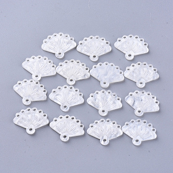 Cellulose Acetate(Resin) Chandelier Component Links, Fan, Creamy White, 14.5~15.5x20x2.5mm, Hole: 1.8~2mm
