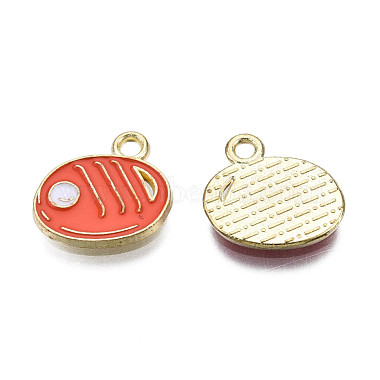 Light Gold Orange Red Fish Alloy+Enamel Charms