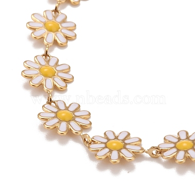 Enamel Daisy Link Chain Necklace(NJEW-P220-01G-01)-2