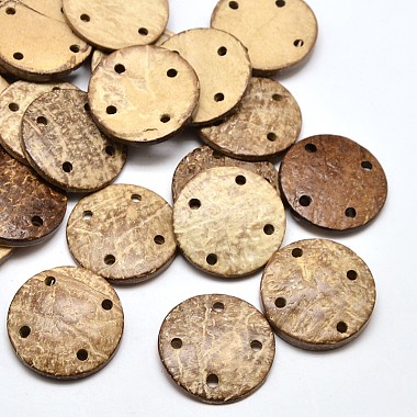 48L(30mm) BurlyWood Flat Round Coconut 4-Hole Button