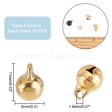 дикосметика 40шт. 4 цвета ионное покрытие(ip) 304 подвески-колокольчики из нержавеющей стали(STAS-DC0009-35)-2