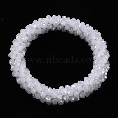 Bracelets extensibles en perles de verre opaque facettées plaquées couleur ab(BJEW-S144-003D-12)-2