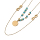 Enamel Charms Double Layer Necklace with Synthetic Turquoise Beaded(NJEW-P269-20B-G)-3