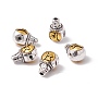 Chakra Rack Plating Tibetan Style Alloy 3-Hole Guru Beads, T-Drilled Beads, Round with Ohm/Aum, Antique Silver & Antique Golden, 17x10.5x11mm