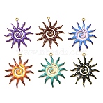 304 Stainless Steel Enamel Pendants, Sunflower Charms, Golden, Mixed Color, 40.5x33.5x2.5mm, Hole: 2.5mm(STAS-K302-03G)