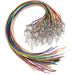 50Pcs Imitation Leather Round Cord Necklace Making, with Iron Findings, Platinum, Mixed Color, 18.27 inch(46.4cm), Cord: 1.5mm(NJEW-SC0001-89A)