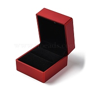 Rectangle Plastic Ring Storage Boxes, Jewelry Ring Gift Case with Velvet Inside and LED Light, Red, 5.9x6.4x5cm(CON-C020-02C)