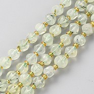Natural Prehnite Beads Strands, with Seed Beads, Six Sided Celestial Dice, Faceted, 6~6.5x6~6.5mm, Hole: 1mm, about 50pcs/strand, 15.75 inch(40cm)(G-A030-B33-6mm)