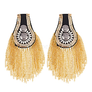 2Pcs Iron Tassel Epaulettes, Punk Style Detachable Spike Rivet Shoulder Badge, Golden, 190mm(AJEW-FH0004-47)