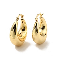 Rack Plating Brass Chunky Hoop Earrings for Women, Cadmium Free & Lead Free, Real 18K Gold Plated, 32.5x24x11.5mm, Pin: 0.5x1.5mm(EJEW-G288-35B-G)