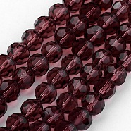 Transparent Glass Bead Strands, Imitate Austrian Crystal, Faceted(32 Facets), Round, Purple, 6mm, Hole: 1mm, about 96~98pcs/strand, 20~21 inch(GLAA-G013-6mm-59)