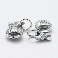 Thai 925 Sterling Silver Pendants, Large Hole Pendants, Bag with Word, Antique Silver, 13x9.5x5mm, Hole: 4.5mm(STER-K171-07AS)