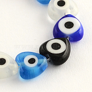 Heart Handmade Evil Eye Lampwork Beads Strands, Mixed Color, 8x8x3mm, Hole: 1mm, about 48pcs/strand, 13.7 inch(LAMP-R116-01)