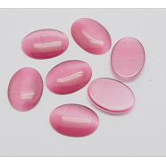 Cat Eye Cabochons, Oval, Hot Pink, 18x13x2.5~3.5mm(CE-J005-13x18mm-08)