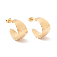 Ion Plating(IP) 304 Stainless Steel Chunky C-shape Stud Earrings, Half Hoop Earrings for Women, Golden, 20.5x12mm, Pin: 0.7mm(EJEW-P198-10G)