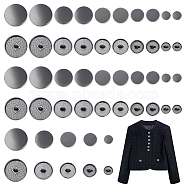 WADORN 50Pcs 5 Style 1-Hole Alloy Shank Buttons, Flat Round, Gunmetal, 10~25x6.5~8mm, Hole: 2~2.5mm, 10pcs/style(BUTT-WR0001-10B)