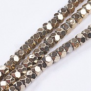 Electroplate Non-Magnetic Synthetic Hematite Beads Strands, Faceted, Rondelle, Antique Bronze Plated, 3x2mm, Hole: 0.5mm, about 198pcs/strand, 15.5 inch(39.5cm)(G-F562-S05)