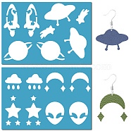 Acrylic Earring Handwork Template, Card Leather Cutting Stencils, Space Theme, Planet, 130x90x2mm, 2pcs/set(DIY-WH0359-067)