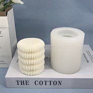 DIY Grooved Striped Pillar Candle Silicone Molds, 3D Cylindrical Tall Roman Pillar Molds, for Scented Candle Making, White, 7.7x8.9cm, Inner Diameter: 5.3cm(SIMO-P001-01D)