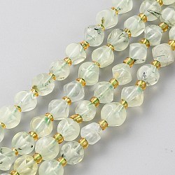 Natural Prehnite Beads Strands, with Seed Beads, Six Sided Celestial Dice, Faceted, 6~6.5x6~6.5mm, Hole: 1mm, about 50pcs/strand, 15.75 inch(40cm)(G-A030-B33-6mm)