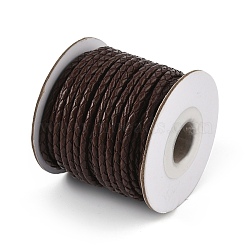 Round Braided Cowhide Cords, Coconut Brown, 3mm, about 10.93 yards(10m)/roll(WL-L009-01B)