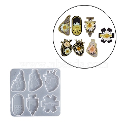 Medical Theme DIY Silicone Badge Reel Ornament Molds, Resin Casting Molds, for UV Resin, Epoxy Resin Jewelry Making, Internal Organ Pattern, 100x155x6mm, Inner Diameter: 33~44x44~55mm(DIY-G079-05C)