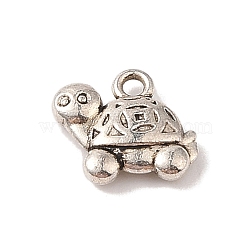 Tibetan Style Alloy Charms, Cadmium Free & Lead Free, Tortoise, Antique Silver, 12.5x13x3.5mm, Hole: 1.8mm(TIBE-Q090-12AS)