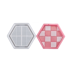 DIY Silicone Coaster Molds, Resin Casting Molds, for UV Resin, Epoxy Resin Jewelry Making, Tartan Pattern, Hexagon, 115x102x12mm, Inner Diameter: 90x103mm(DIY-G079-18C)