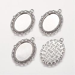 Zinc Alloy Pendant Settings for Cabochon & Rhinestone, Blank Bezel Pendant Trays Base, for DIY Jewelry Making, Lead Free & Cadmium Free & Nickel Free, Oval, Antique Silver Color, 39x29x2mm, Hole: 2mm, Tray: 25x18mm
(X-PALLOY-A15257-AS-FF)