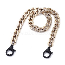 Personalized CCB Plastic Curb Chain Necklaces, Eyeglass Chains, Handbag Chains, with Plastic Lobster Claw Clasps, Golden, Black, 23.79 inch(60.5cm)(NJEW-JN02881-01)