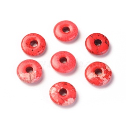 Natural Howlite Beads, Dyed, Flat Round/Disc, FireBrick, 15x5mm, Hole: 4mm(TURQ-L031-016C)
