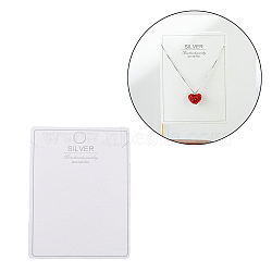 100Pcs Paper Jewelry Necklace Display Cards, Rectangle, White, 8x6x0.05cm, Hole: 0.5mm(CDIS-NH0001-01C)