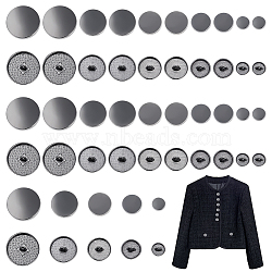 WADORN 50Pcs 5 Style 1-Hole Alloy Shank Buttons, Flat Round, Gunmetal, 10~25x6.5~8mm, Hole: 2~2.5mm, 10pcs/style(BUTT-WR0001-10B)