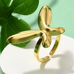 304 Stainless Steel Open Cuff for Women, Real 18K Gold Plated, Butterfly, Real 18K Gold Plated, Butterfly: 21x32.5mm, Adjustable(RJEW-B109-02G-04)