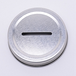 Tinplate Coin Slot Bank Lids, Mason Jar Lid, Silver, 7.2x1.4cm(FIND-WH0047-14B)