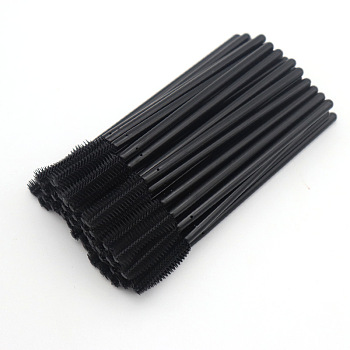 Silicone Disposable Eyebrow Brush, Mascara Wands, for Extensions Lash Makeup Tools, Black, 10.7x0.4cm