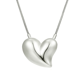 304 Stainless Steel Pendant Necklaces, Heart, Stainless Steel Color, 20.24 inch(51.4cm)