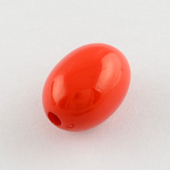 Opaque Acrylic Beads, Oval, Red, 12x9mm, Hole: 2mm, about 820pcs/500g
