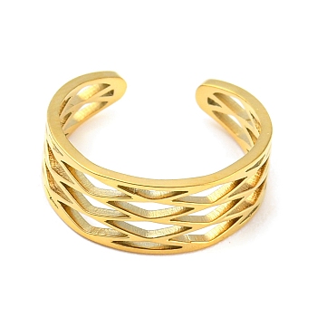 Real 18K Gold Plated Titanium Steel Cuff Earrings, Non Piercing Earrings, Rhombus, 13x13x5mm
