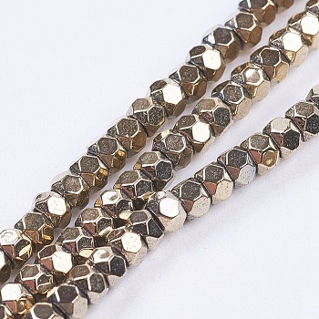 Electroplate Non-Magnetic Synthetic Hematite Beads Strands, Faceted, Rondelle, Antique Bronze Plated, 3x2mm, Hole: 0.5mm, about 198pcs/strand, 15.5 inch(39.5cm)