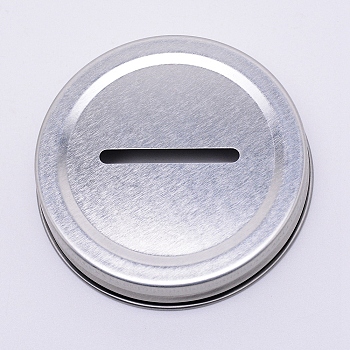 Tinplate Coin Slot Bank Lids, Mason Jar Lid, Silver, 7.2x1.4cm