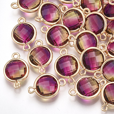 Golden Colorful Flat Round Glass Links