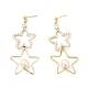 Clear Cubic Zirconia Stars Dangle Stud Earrings with Acrylic Pearl(EJEW-G297-06G)-1